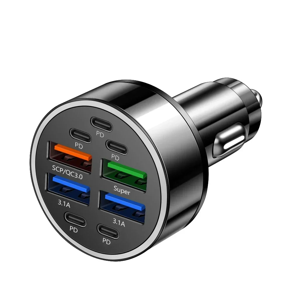 350W 10 Ports Car Charger Fast Charging PD QC3.0 USB C Car Phone Charger Type C Adapter in Car For iPhone Samsung Huawei Xiaomi