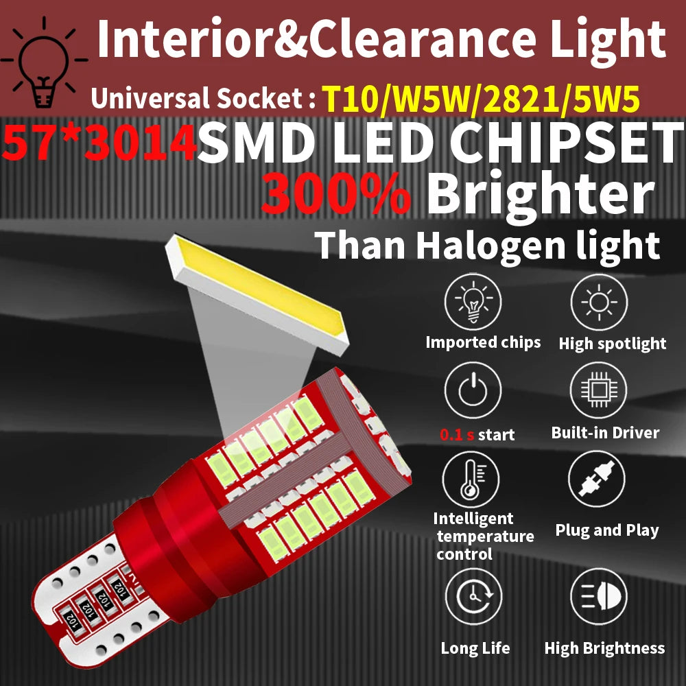2pcs T10 W5W Car Interior Reading Dome Light Side Marker Lam