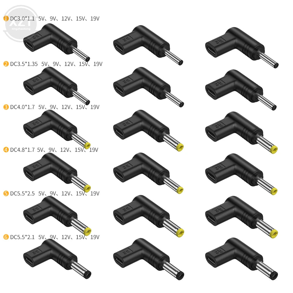 USB C PD to DC Power Connector Universal 5V 9V 12V 15V 19V T