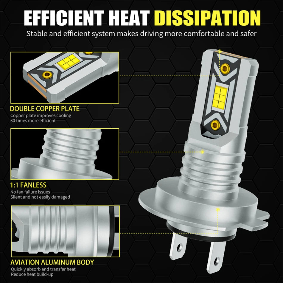 AILEO 2Pcs H7 Led Lights 18000Lm 85W CSP Headlight Bulb For 