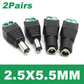 DC Connector DC Power Socket DC Power Plug 5.5x2.5mm 5.5x2.1mm Male Plug Female Jack Adapter for LED Light Strip CCTV Camera