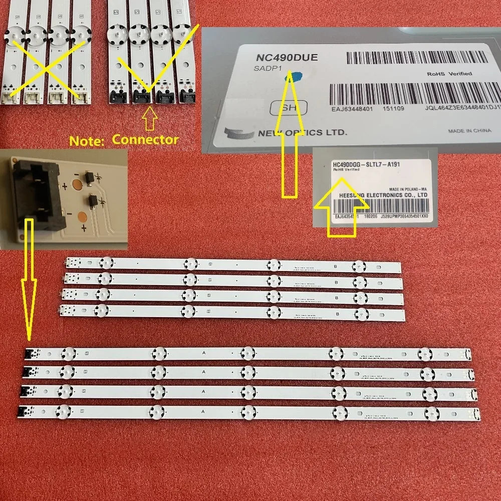 LED Backlight Strip for TV 49INCH FHD A 49LF510V Screen NC490DUE SADP1 Or HC490DGG-SLTL7-A191 - Replacement