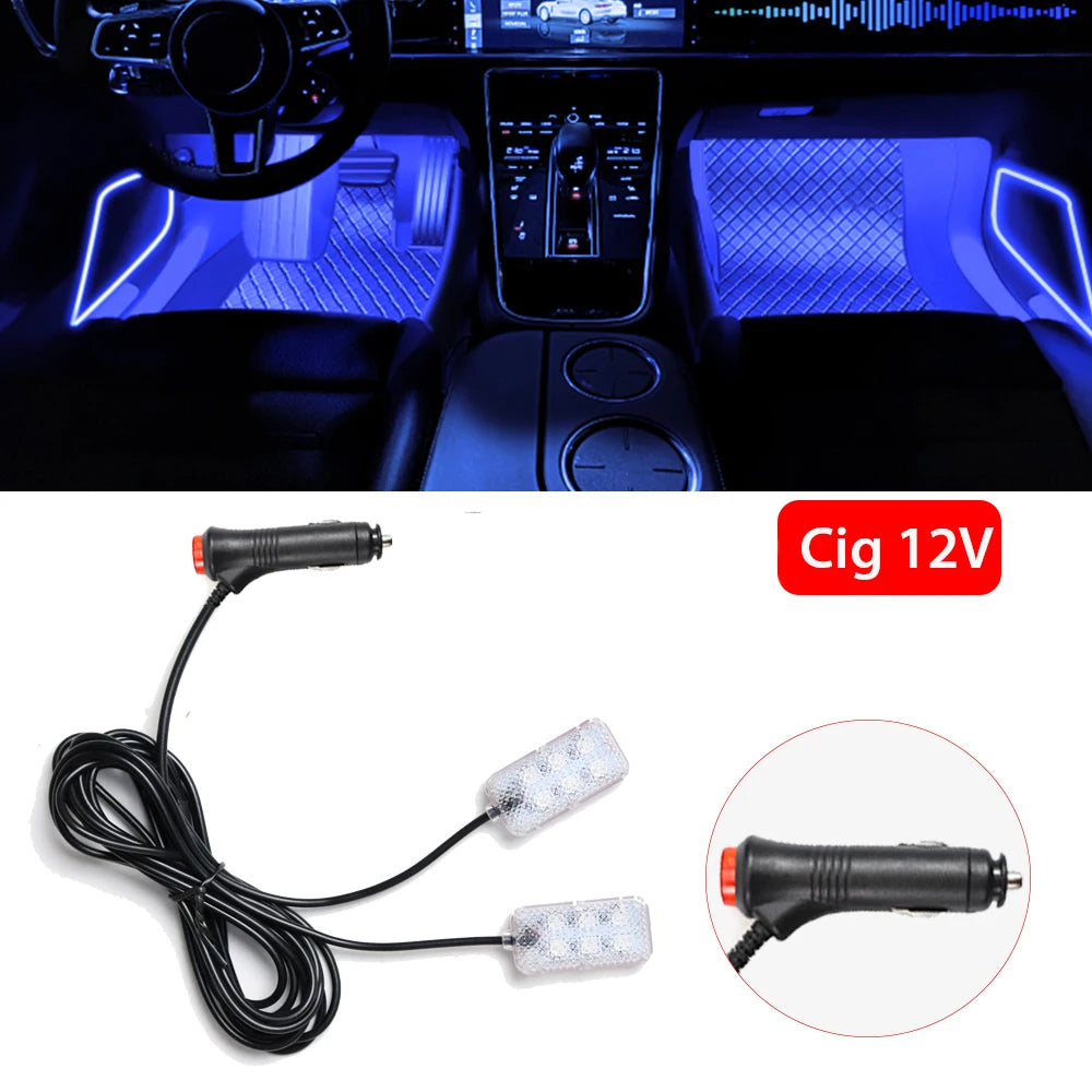 Foot Light Car Accessories LED Car Interior Ambient Foot Light with USB Atmosphere Decorative Lamps