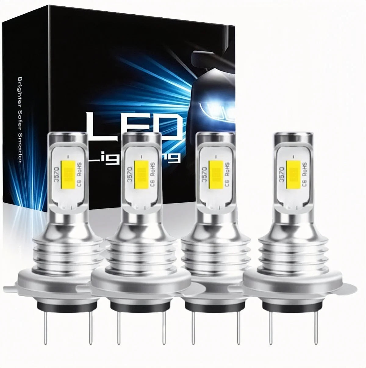 4PCS H7 LED Car Headlight Bulbs - High Beam and Low Beam 12V