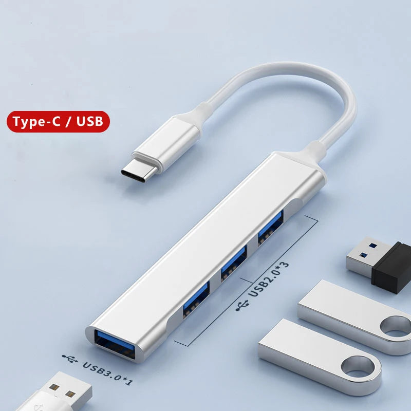 USB-A 3.0/2.0 Hub To Type C 5Gbps High Speed Transfer Data O