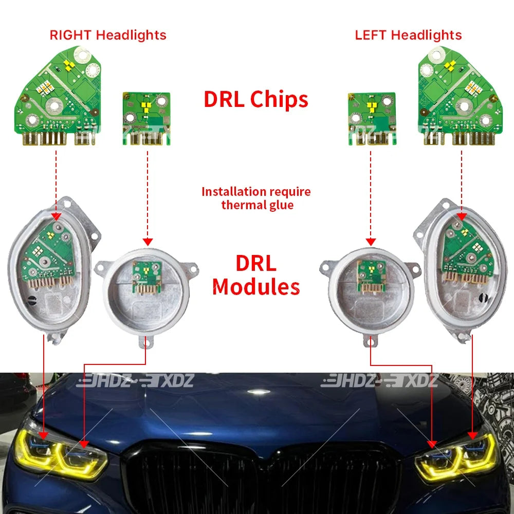 Angel Eye DRL LED Chips Lightsource For BMW G05 G06 X5 X6 F95 F96 2019-2022 Non-RGB Laser Headlight Daytime