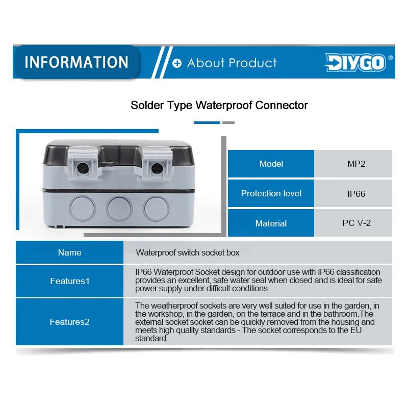 IP66 Germany Standard Outlet Waterproof Outdoor Sockets And 