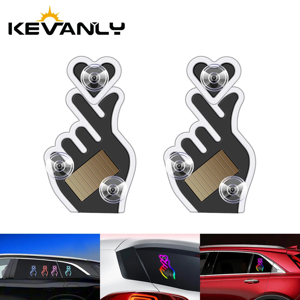 Solar Power Led Finger Heart Shaped Led Ambient Light Suctio