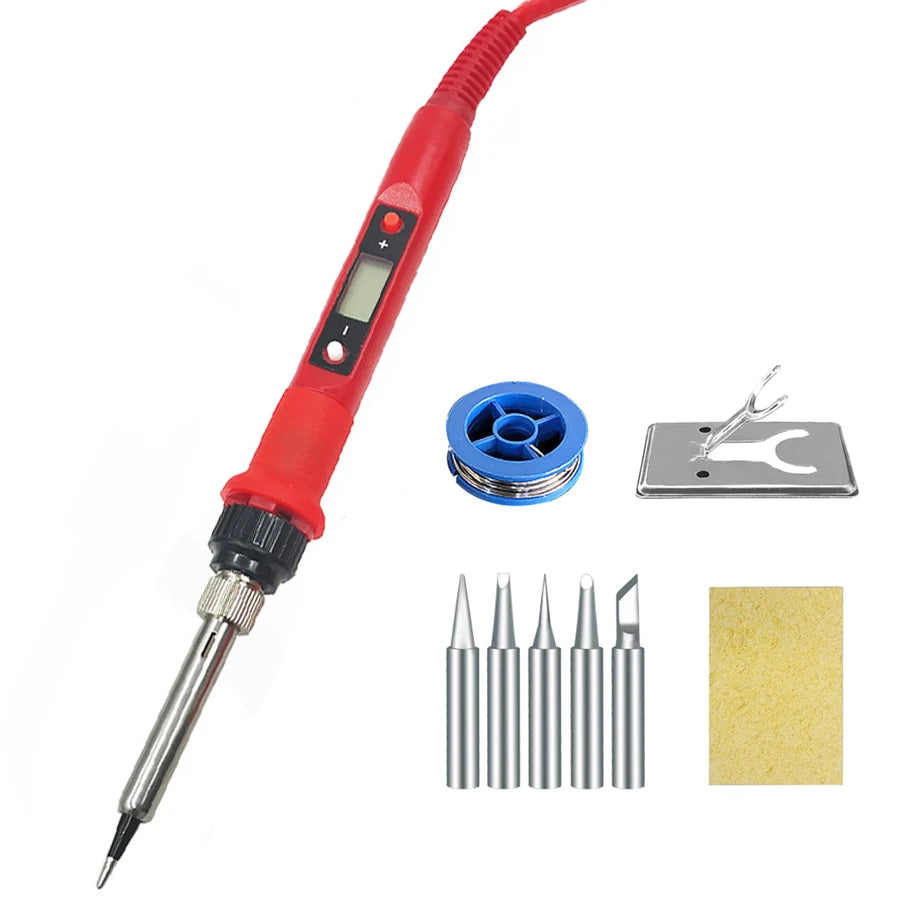 80W Digital Electric Soldering Iron Set Kit 220V 110V Temperature Adjustable LCD Display Solder Welding Iron Tool Tips