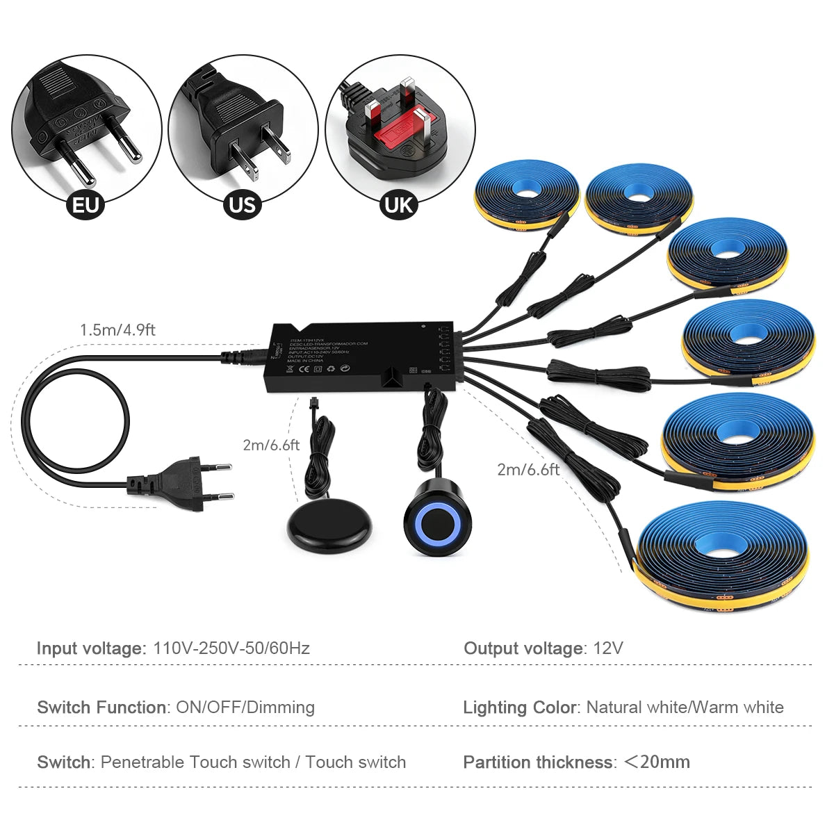 Dimmable Double Touch Sensor COB LED Light Strip For Acousti