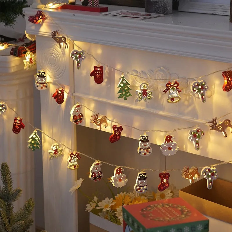 Christmas Deer Snowflake LED String Lights Battery Powered F