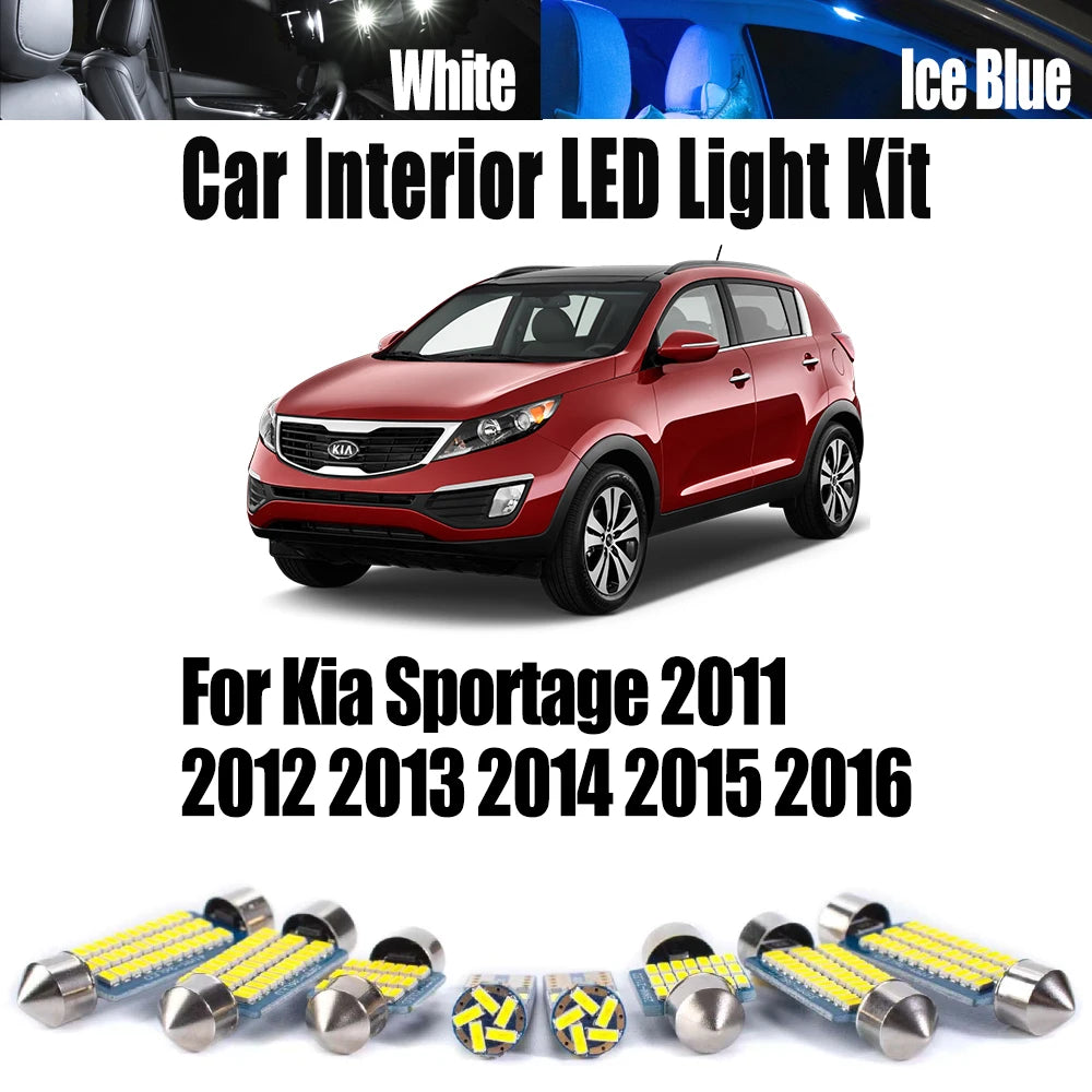 9-Piece LED Interior Light Kit for Kia - Canbus Error-Free Interior Bulbs