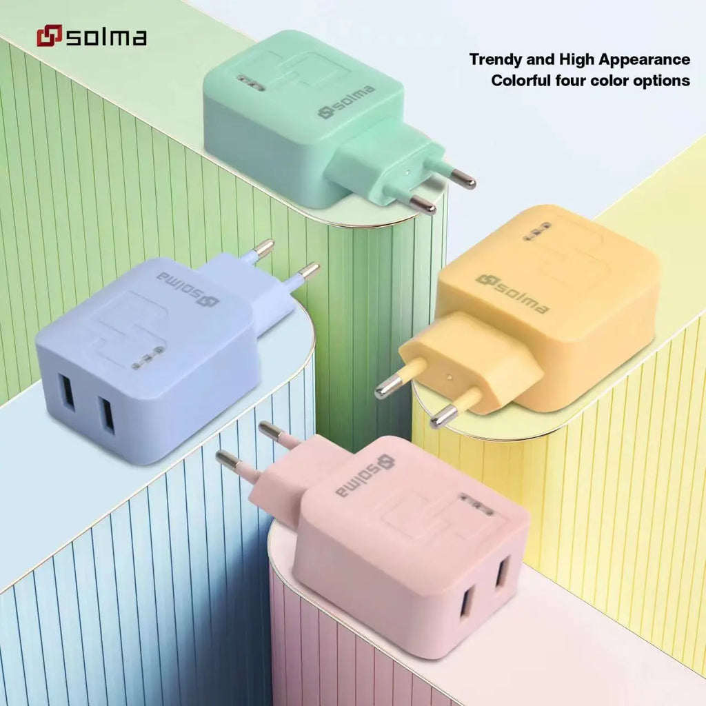 Macaron Color EU Standard 2 Ports USB Mobile Travel Charger 