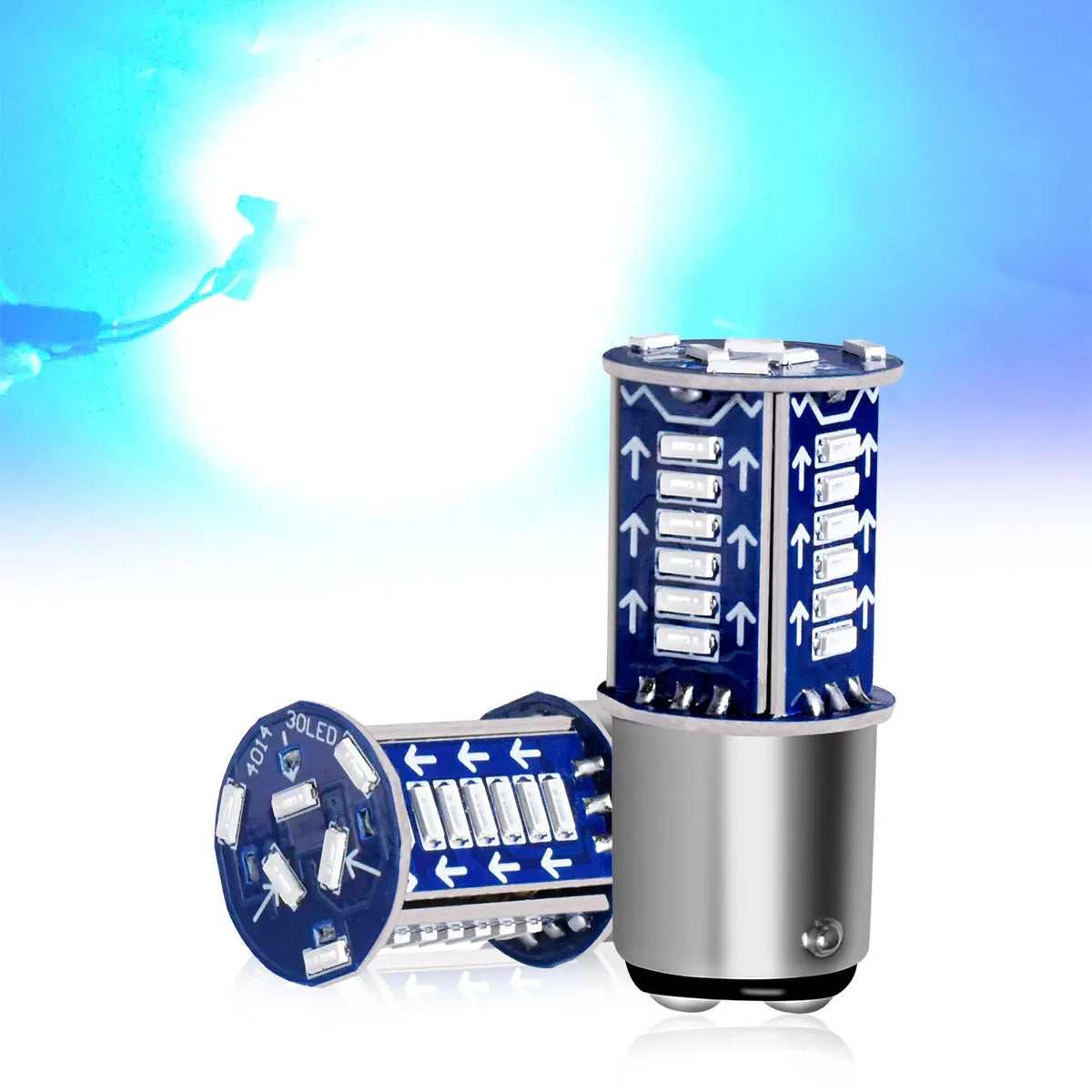 2 Pcs 1157 BAY15d P21/5W 12V/24V 4014 LED Chips Flicker Bulbs For Motor Home Truck Trailer Van Car Motorcycle Plug and Play