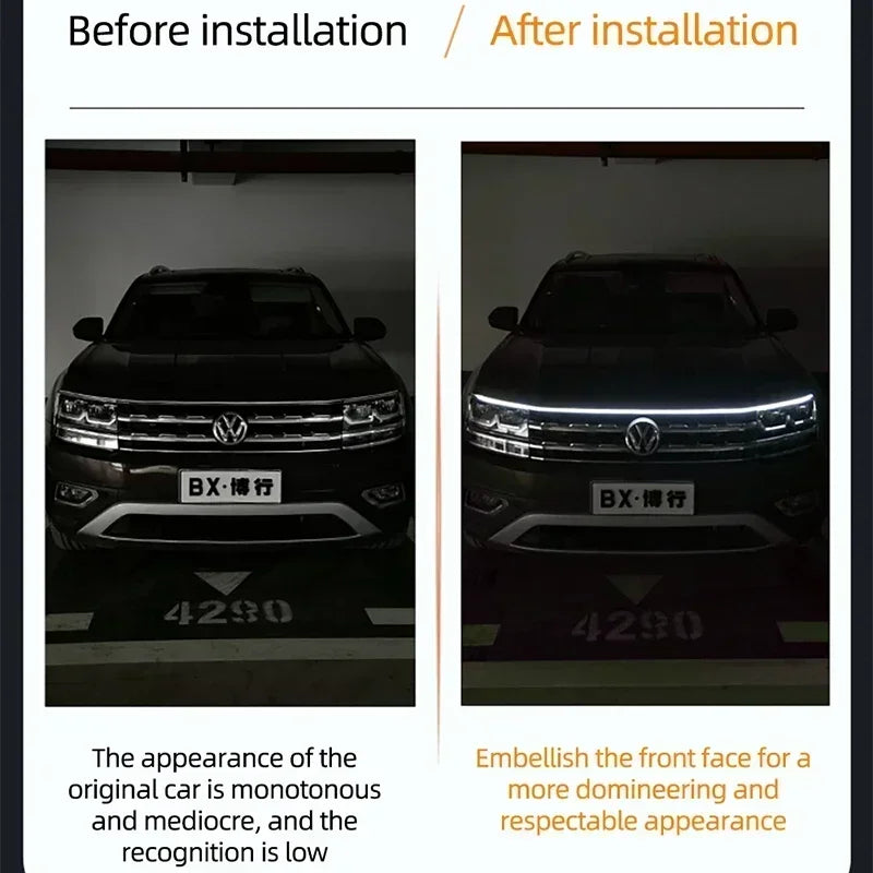 120cm 150cm 180cm Car Hood Light Strip Daytime Running Flexi