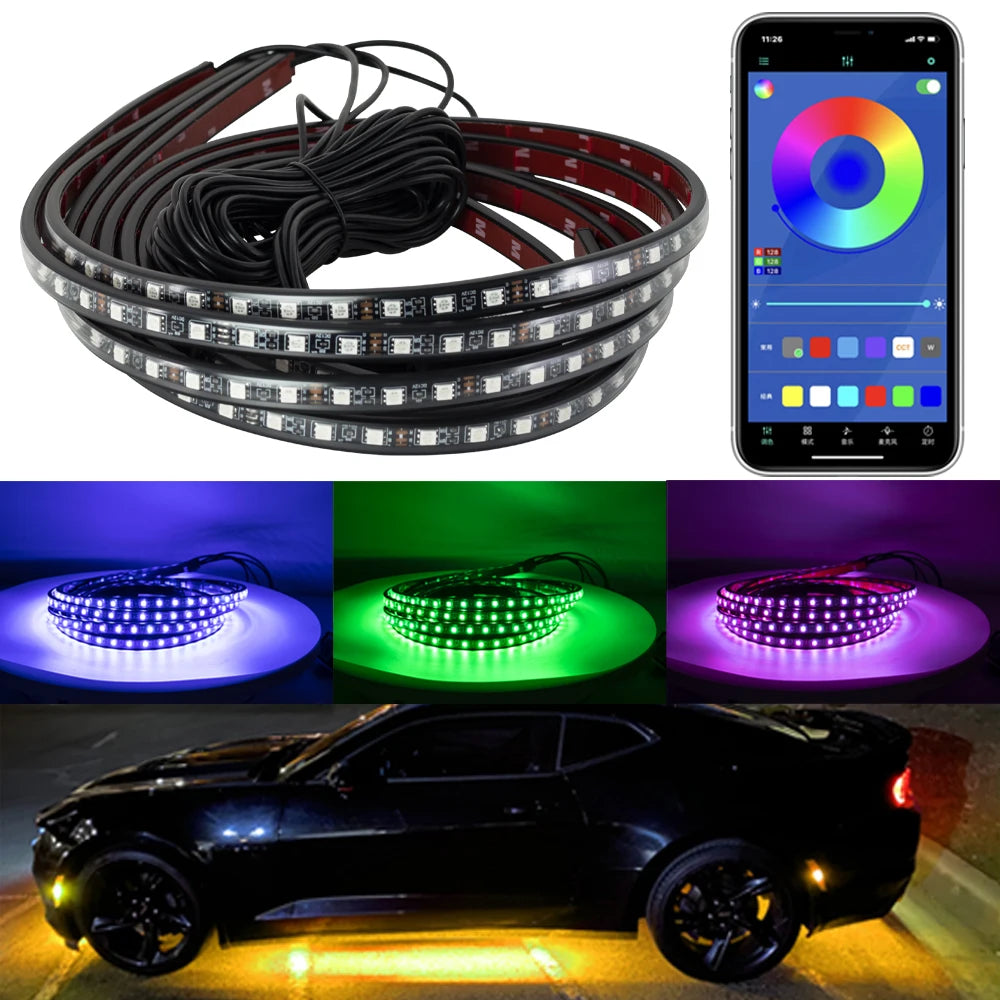 4IN1 LED Strip Car Bottom Underglow Light Flexible LED Under