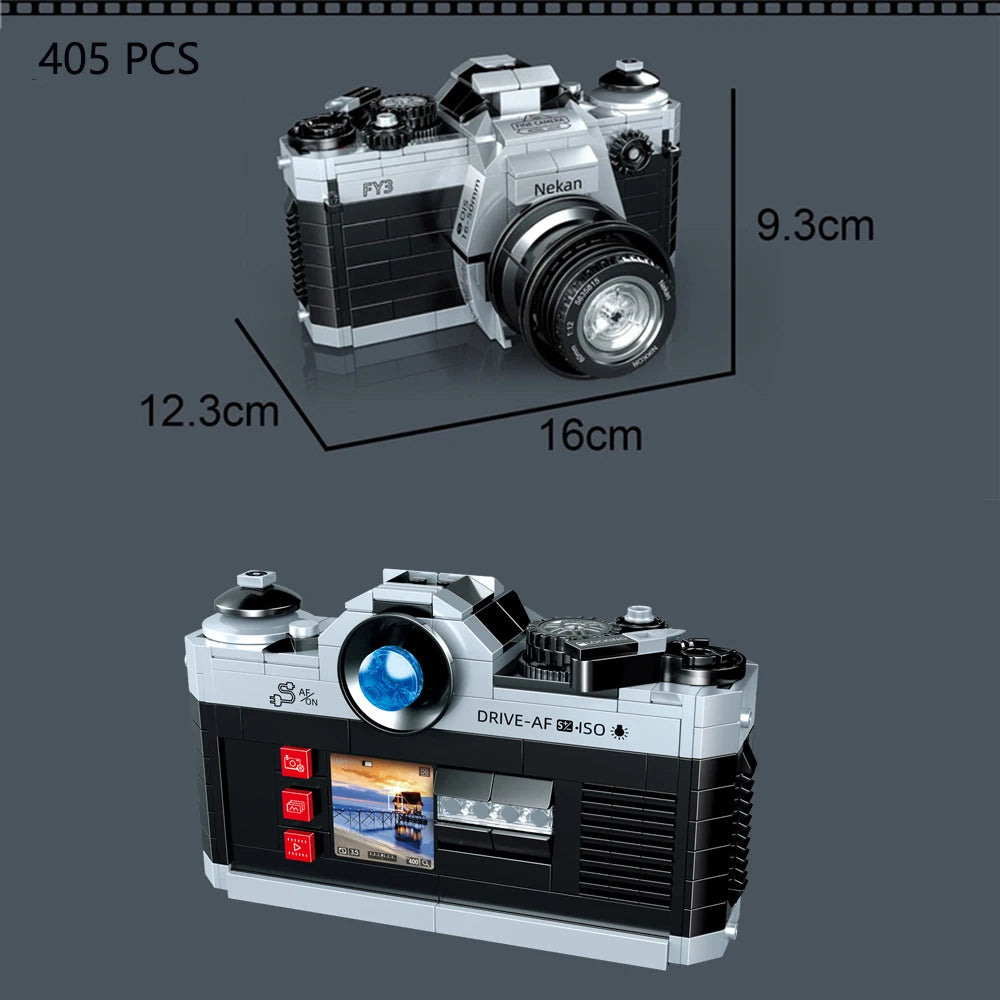 KNEW BUILT Classic Digital Camera Model Mini Brick Toys for Boys Adult Assembly Design Block Kits Classical Collection Projector