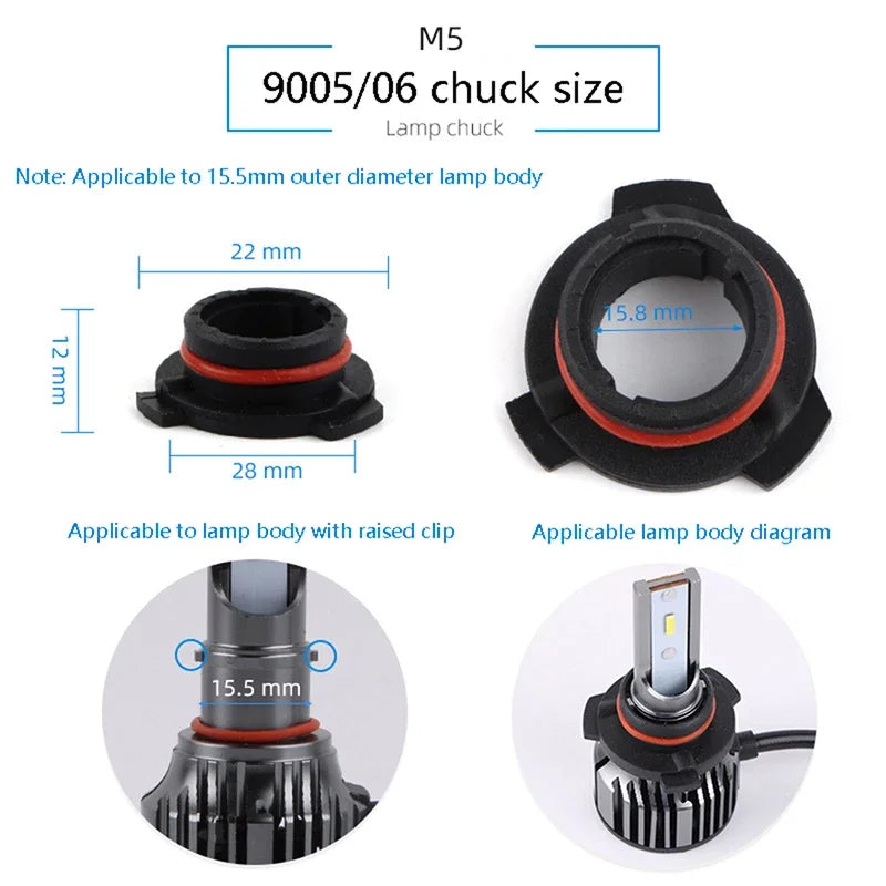 2Pcs Car LED Headlight Bulb Base Adapter Socket Holder 9006-