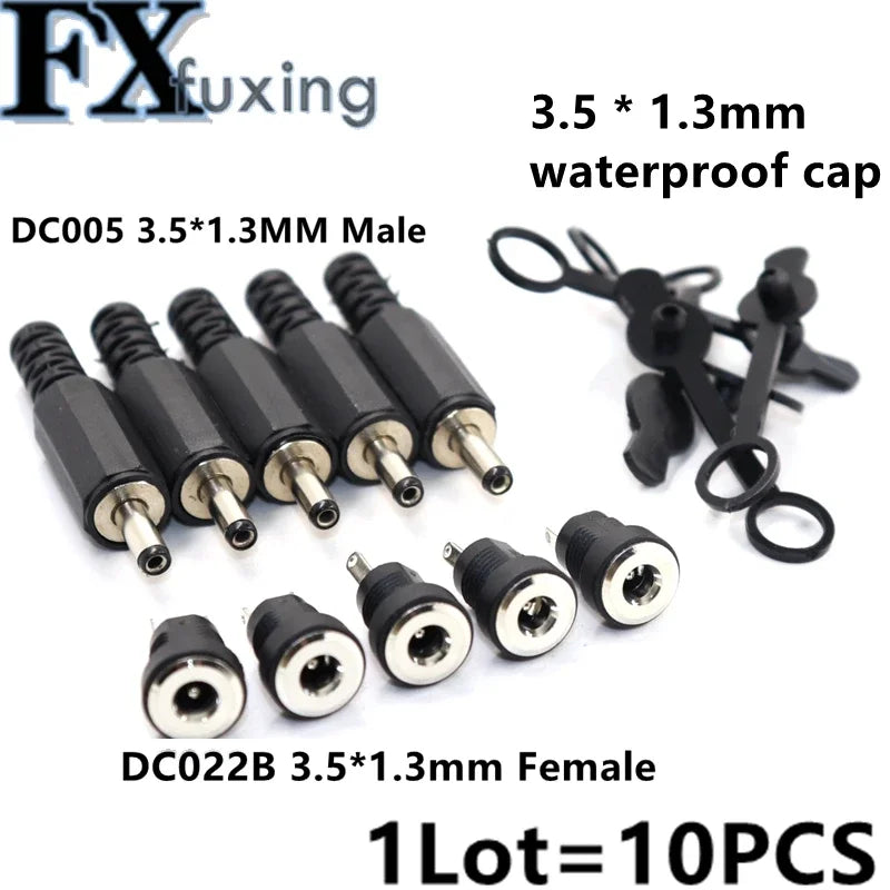 10Pcs DC005 3.5x1.3mm DC Power Waterproof Cap Opening 8mm Fo
