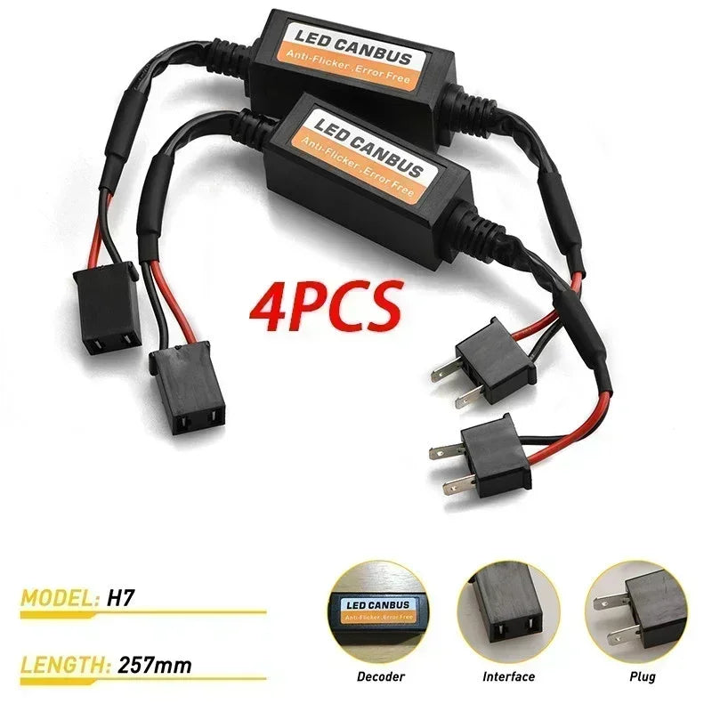 1/4PCS LED Car Headlight Bulbs Decoder No Error H4 H7 H11 90