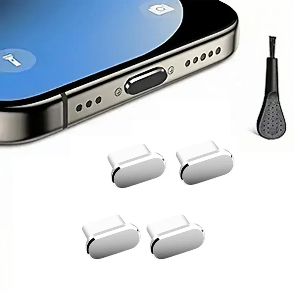 4Pcs USB C Dust Plug With Cleaning Brush Anti Dust USB-C Plug Cover Charging Port Cover Caps For IPhone15 16 Samsung Smart Phone