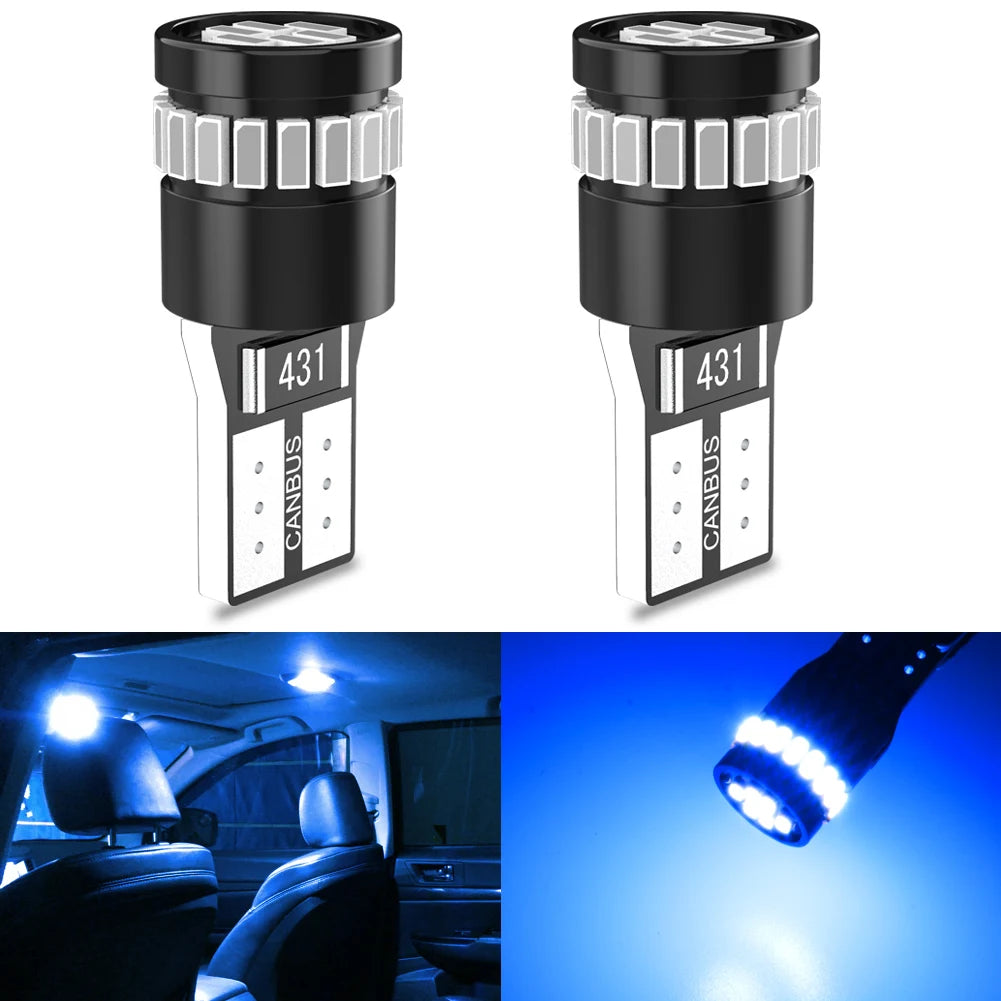 2pcs 360 Degree Lighting T10 W5W LED Bulbs Red Canbus 194 168 LED Clearance Orange Light Car Interior Trunk License Plate Lamp