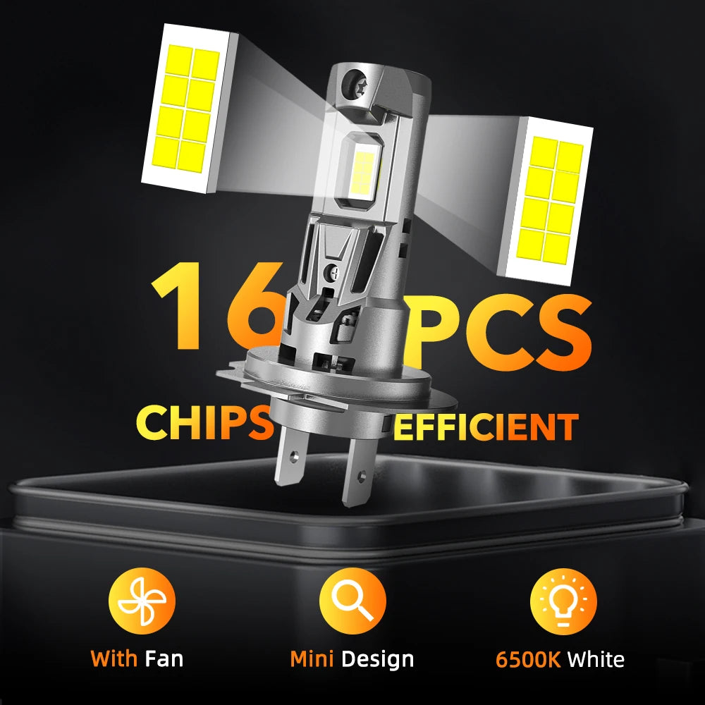 OXILAM 2Pcs 120W High Power H7 LED Bulb Turbo Headlight 6500