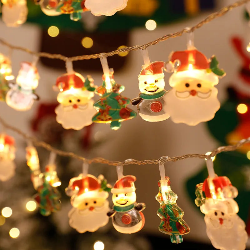 2024 Christmas Lights String Santa Claus Snowman Battery-ope