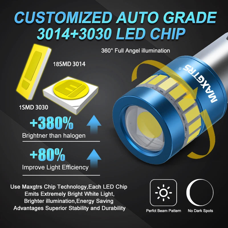 2x Car Auto BA9S Bax9s BAY9S Led T4W Wedge W5W 3030 Chip Led