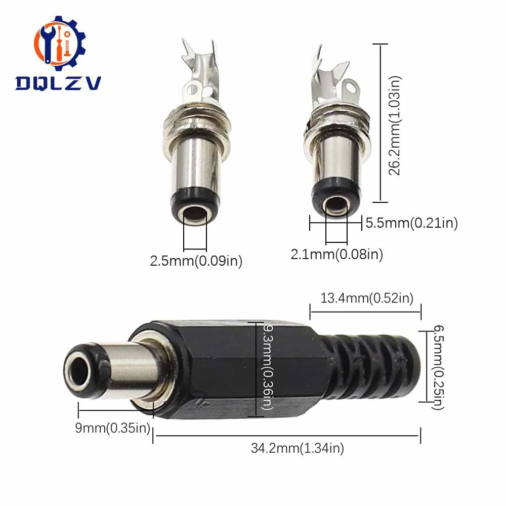 DC female male Power Plug 5.5mm x 2.1mm Male Female Jack Soc
