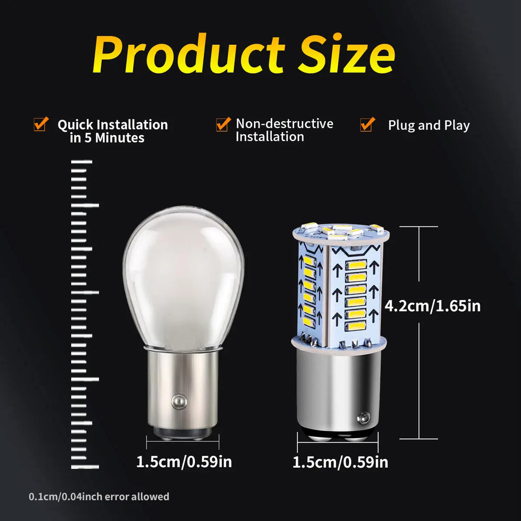 2 Pcs 1157 BAY15d P21/5W 12V/24V 4014 LED Chips Flicker Bulb
