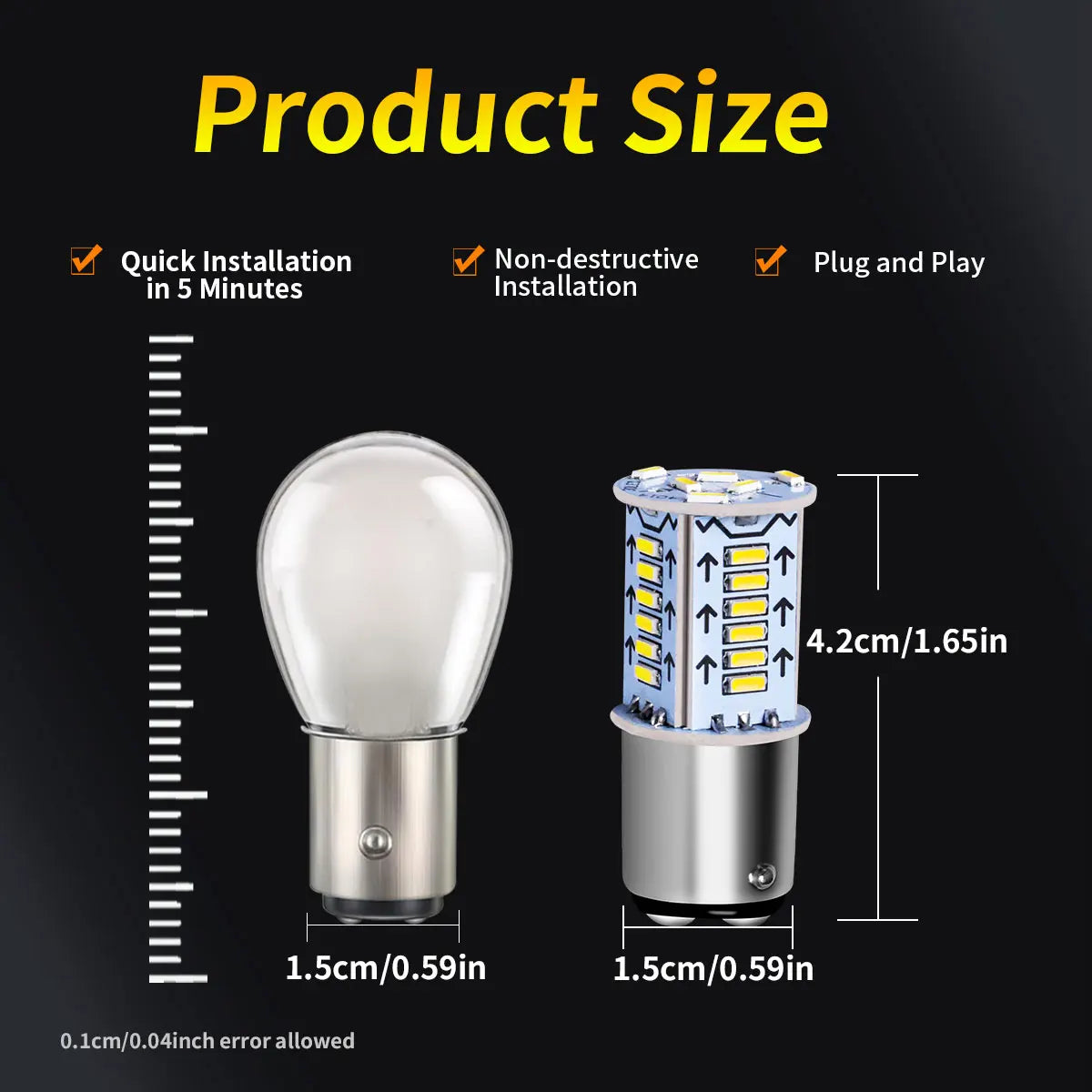 2 Pcs 1157 BAY15d P21/5W 12V/24V 4014 LED Chips Flicker Bulb