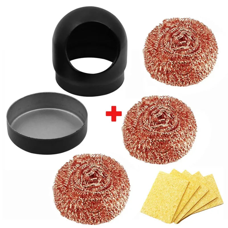 Metal Wire With Stand Set Welding Desoldering Soldering Solder Iron Tip Dross Cleaner Cleaning Steel Ball Mesh Filter Tin Remove