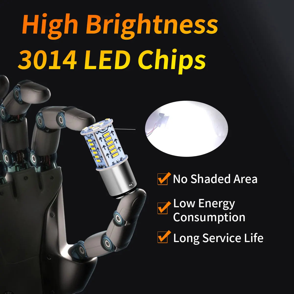 2 Pcs 1157 BAY15d P21/5W 12V/24V 4014 LED Chips Flicker Bulb