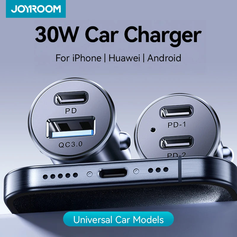 Joyroom 30W Mini Car Charger PD QC3.0 USB Type-C Fast Chargi