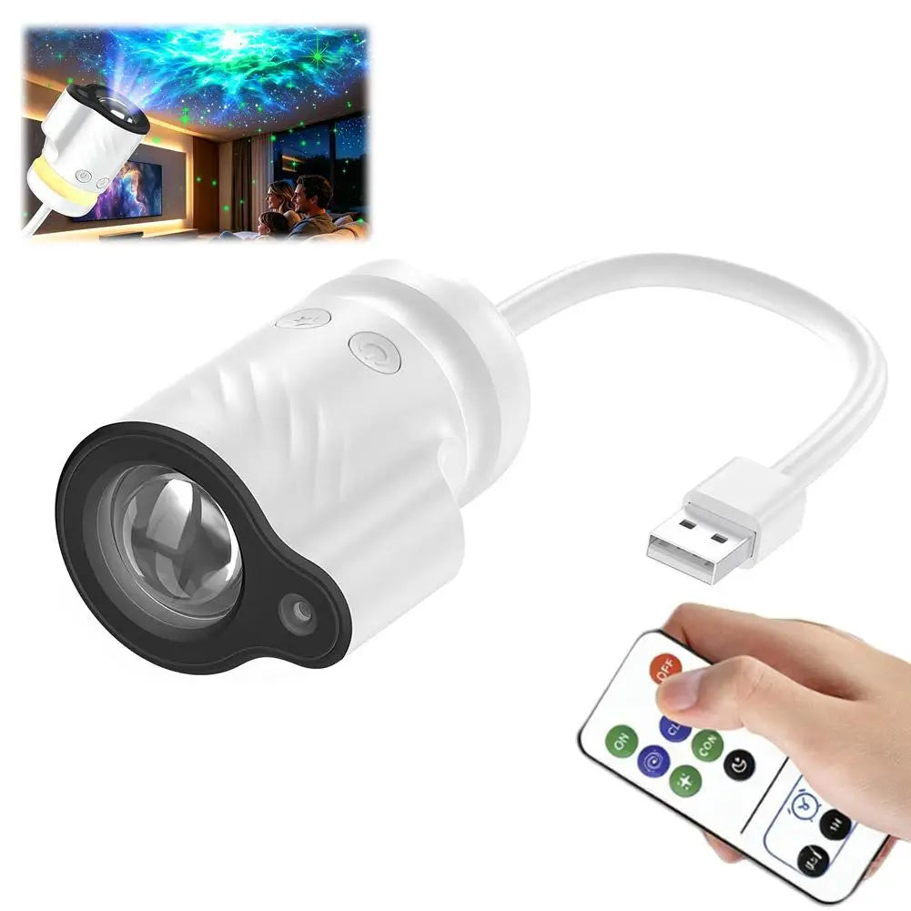 USB Galaxy Starry Sky Projector Light HD Focus Night Light Remote Control Atmosphere Lamp For Car Bedroom Decor