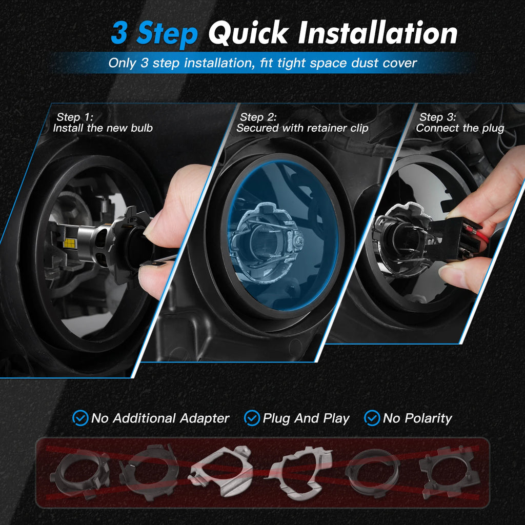 BEVINSEE H7 LED Headlight Bulbs CANBUS 1 1 Halogen Size Plug