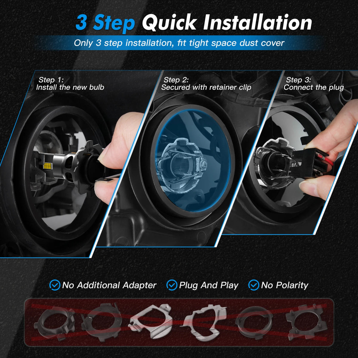 BEVINSEE H7 LED Headlight Bulbs CANBUS 1 1 Halogen Size Plug