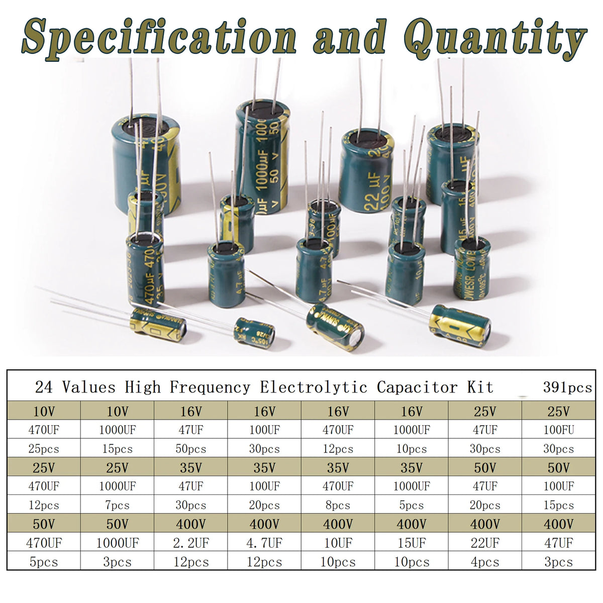 Electrolytic Capacitor Kit High Frequency Assortment 10v 16v