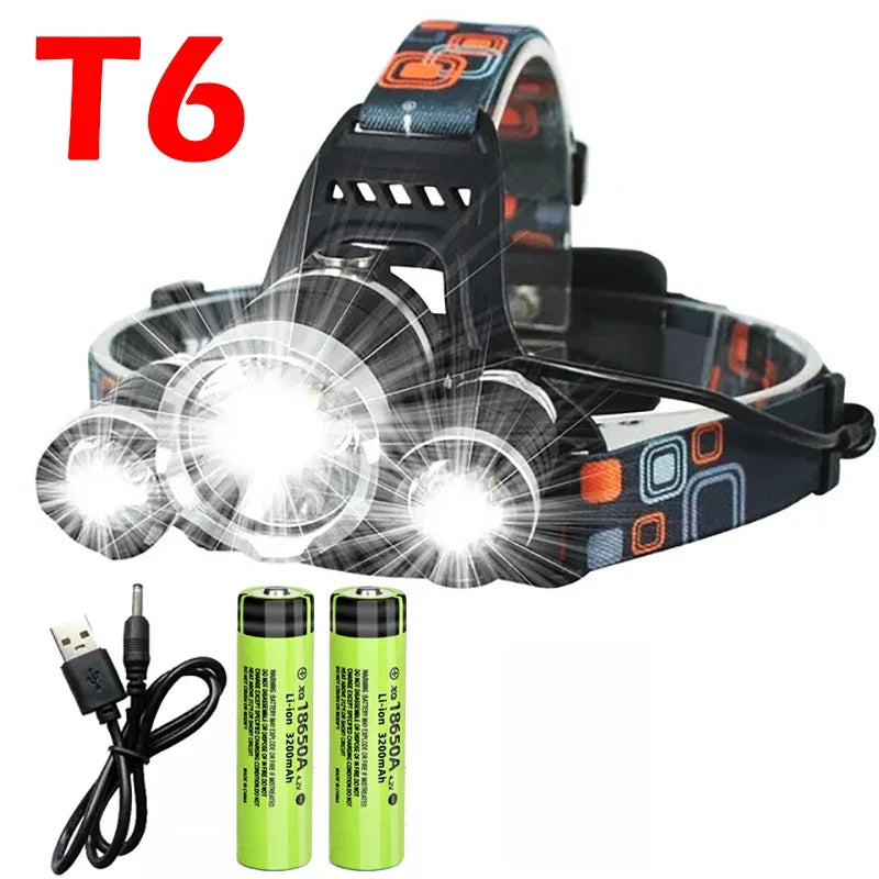Powerful T6 LED Induction Headlamp USB Rechargeable Headlight Aluminium Alloy Outdoor Waterproof Head Lamp High Lumen Head Torch