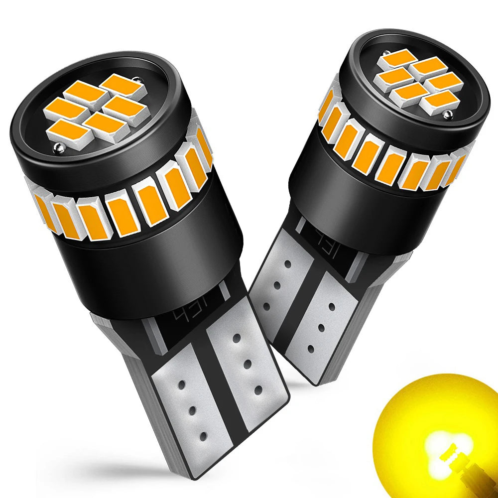 AUXITO 2Pcs T10 W5W LED Bulb Canbus No Error 194 168 LED Auto Lamp 3014 24SMD Car Interior Lights 6000K White Red Yellow 12V DC