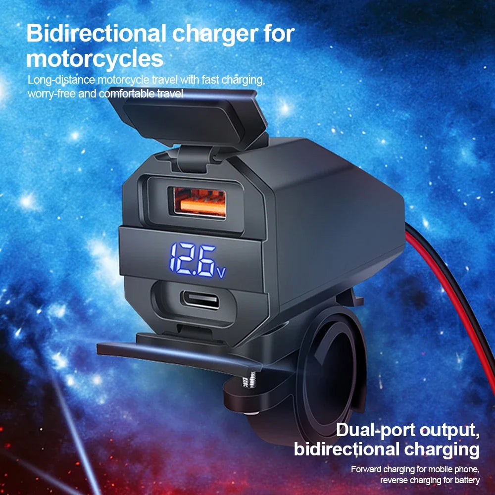 100W Motorcycle Vehicle-Mounted Charger Waterproof Adapter 1