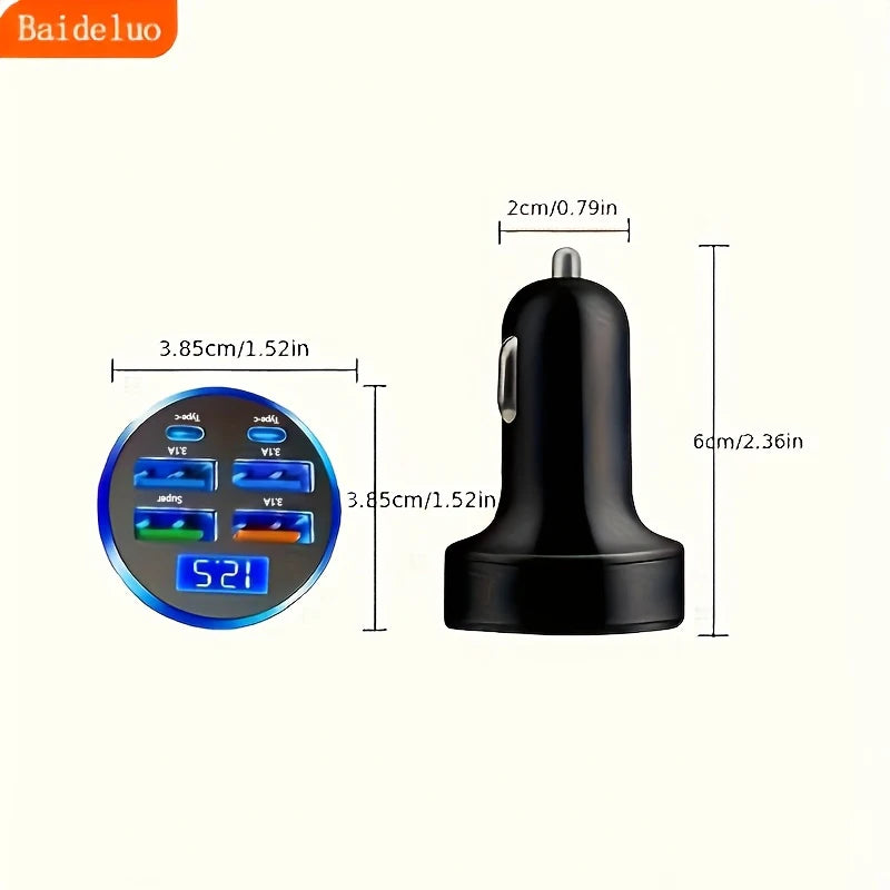 350W USB Car Charger PD QC3.0 USB C Car Phone Charger Type C