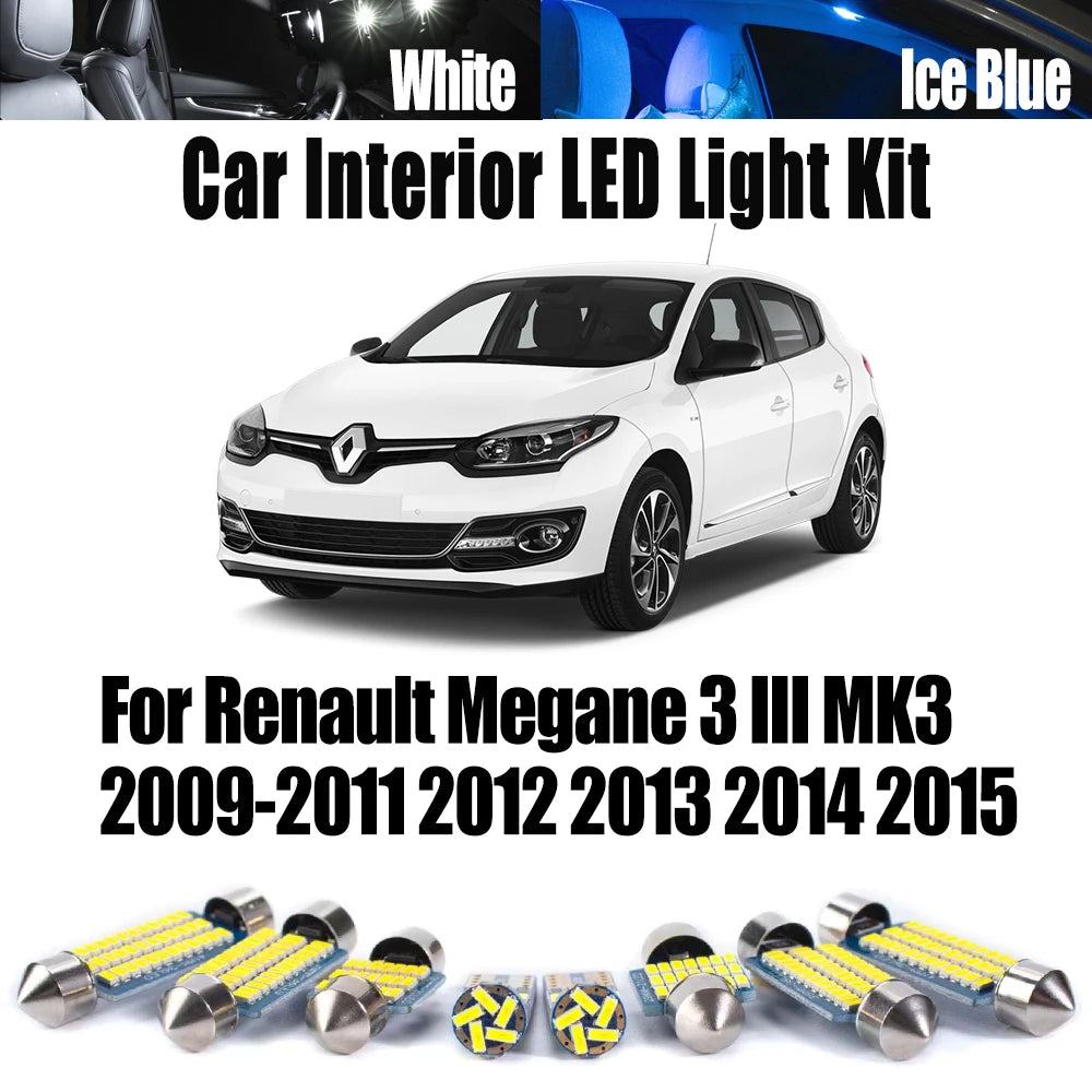 For Renault Megane 3 III MK3 2009 2010 2011 2012 2013 2014 2015 LED Interior Map Dome Door Light for Renault