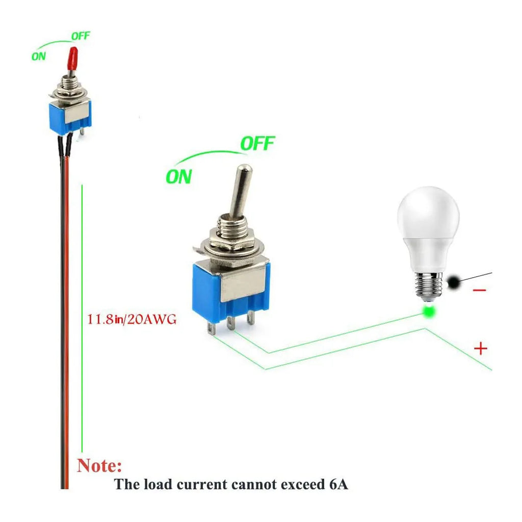 Toggle Switch ON/Off SPST Switch with Pre-soldered Wire 3v/5