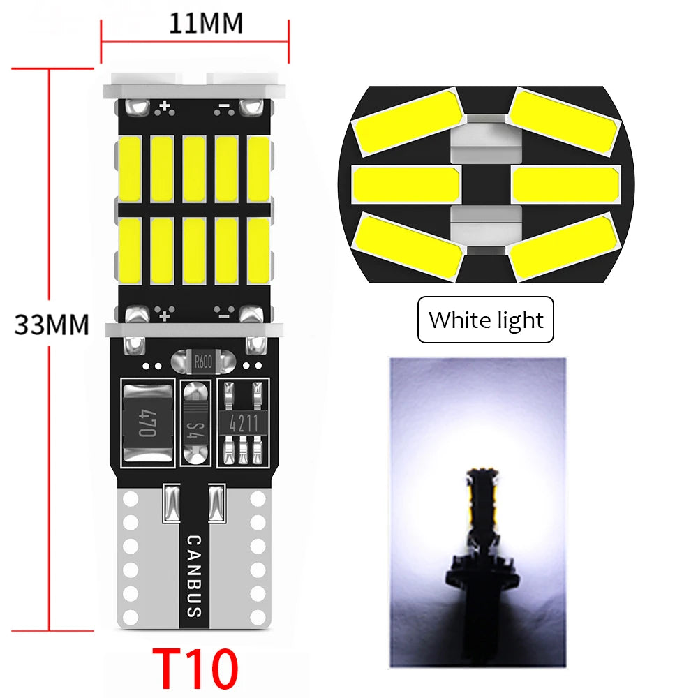 2/10pcs T10 W5W T15 W16W Car Led Lights Canbus No Error 4014SMD For Car Accessories Interior Lamps Tail Reverse Lights White 12V