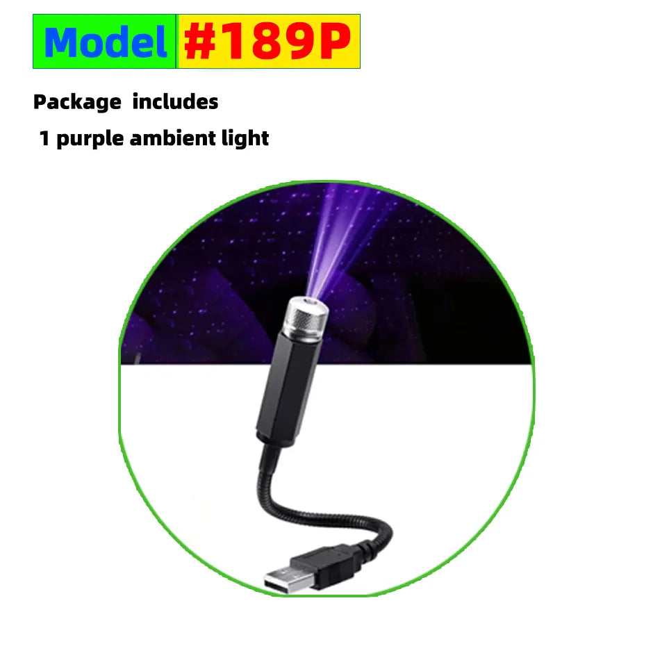 QXNY Mini Car LED Starry Sky Night Light 5V USB Powered Galaxy Star Projector Atmosphere Lamp for Car Roof Room Ceiling Decor
