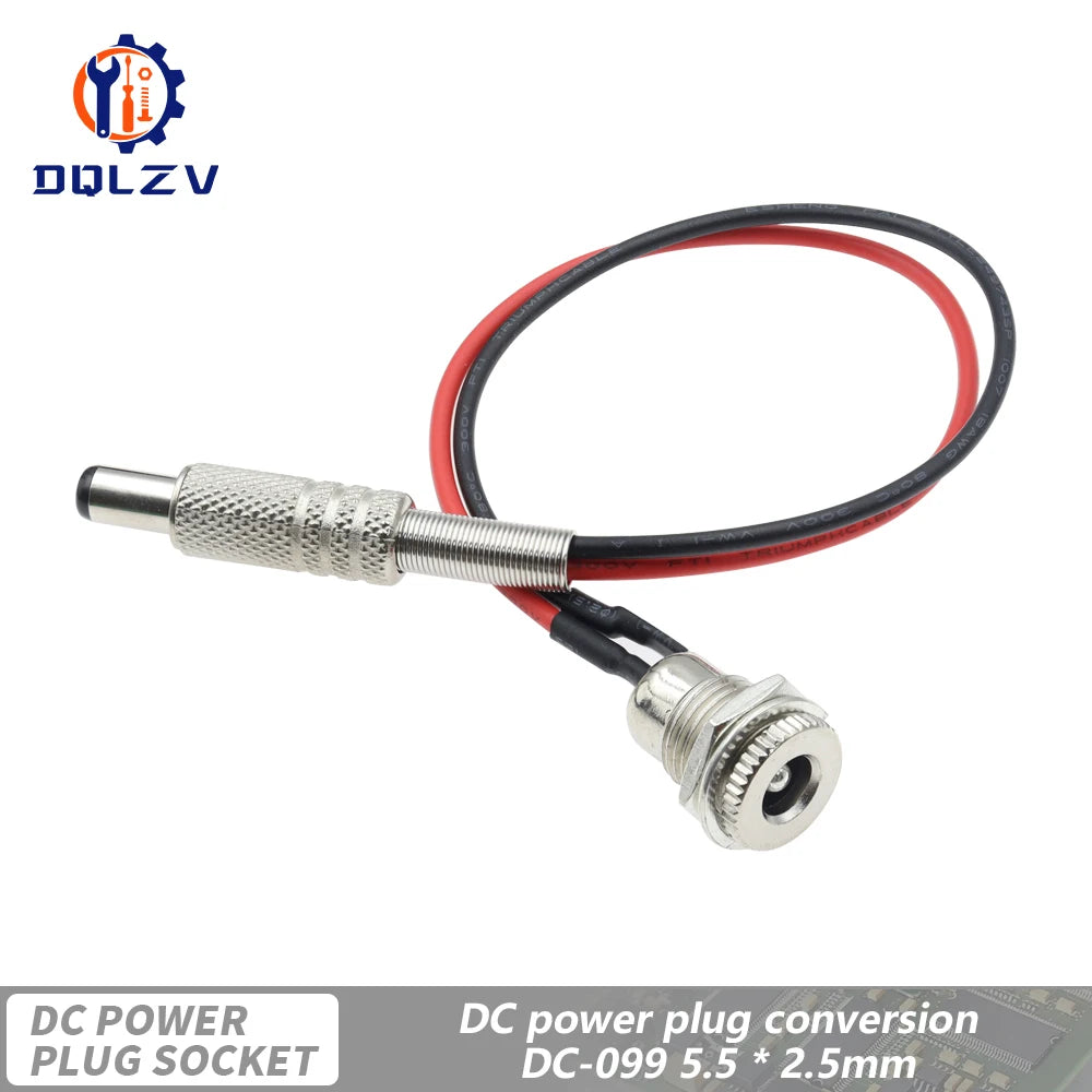 1PCS Waterproof DC-099 5.5 2.5mm 5521 5525 DC Power Jack Socket Female Panel Mount Connector MetalWith Nut Snap DC-099 5.5 2.5