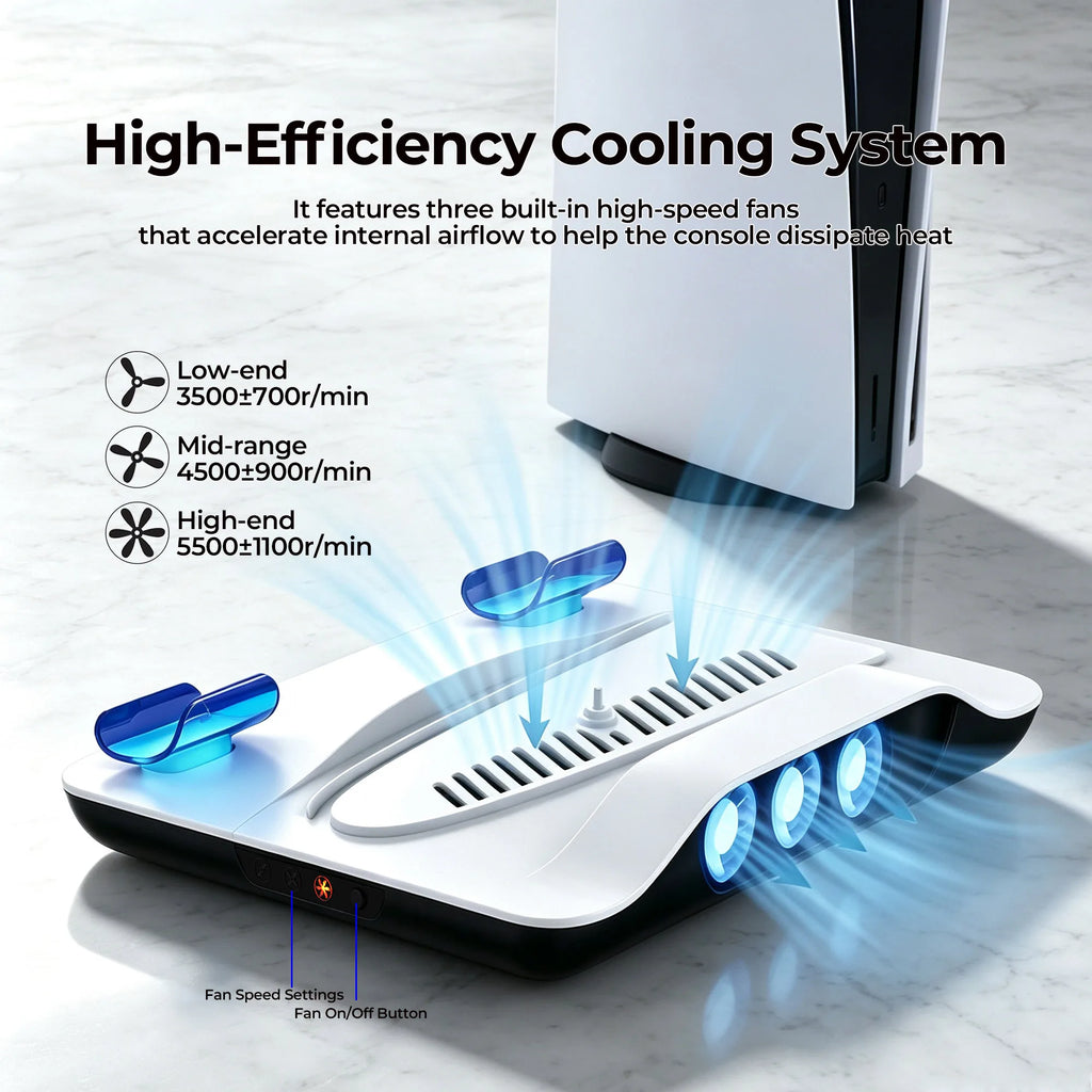 Multi-Functional Vertical Cooling Stand For PS5/PS5 Slim/PS5