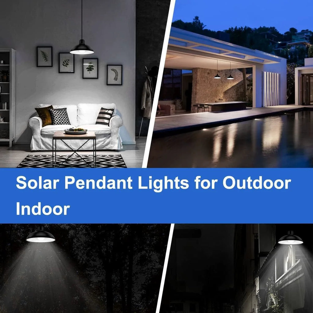 Solar Pendant Light Outdoor Waterproof LED Lamp Double-head 
